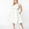 SHEEN Clothing Ltd Wedding Plus Size Vintage Ivory Polka Dot Bridal Swing Dress