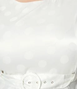 SHEEN Clothing Ltd Wedding Plus Size Vintage Ivory Polka Dot Bridal Swing Dress