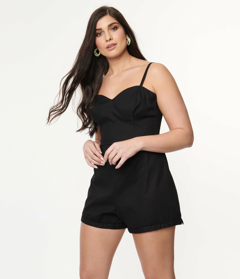 Unique Vintage Black Ossining Romper Sale