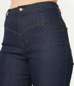 Unique Vintage Dark Blue Denim Bermuda Shorts New Arrivals!