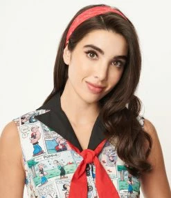 Popeye X Unique Vintage Red Olive Oyl Print Hair Scarf Hair Accessories