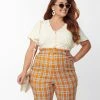 Unique Vintage Plus Size Cream Flutter Sleeve Blouse Clothing