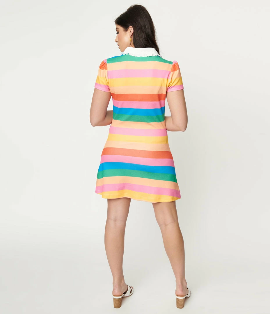 Unique Vintage Rainbow Pride Stripes Mini Dress Sale