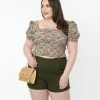 Sale Unique Vintage Plus Size Olive Denim Summer Love Shorts
