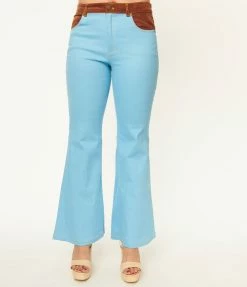 SmileyÃ‚Â® X Unique Vintage Light Blue Denim Embroidered Jeans