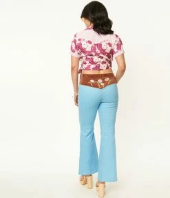 SmileyÃ‚Â® X Unique Vintage Light Blue Denim Embroidered Jeans