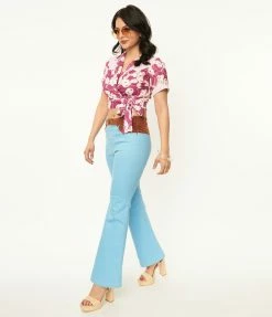 SmileyÃ‚Â® X Unique Vintage Light Blue Denim Embroidered Jeans