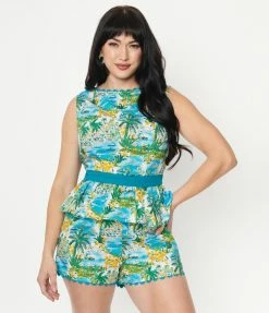 Unique Vintage Seaside Village Print Honeybun Top Sale