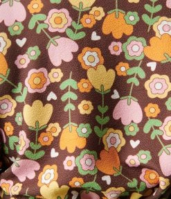 Smak Parlour Plus Size Brown & Retro Tulip Print Roller Queen Crop Blouse