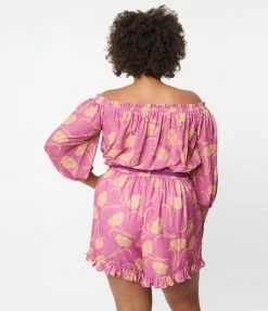 SmileyÂ® X Unique Vintage Plus Size Pink SmileyÂ® Daisy Sweet Stuff Crop Top