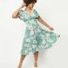 Unique Vintage Mint & White Floral Swing Dress