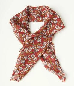 Unique Vintage Rust & Daisy Print Hair Scarf