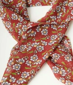 Unique Vintage Rust & Daisy Print Hair Scarf