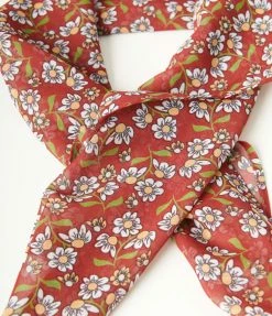 Unique Vintage Rust & Daisy Print Hair Scarf