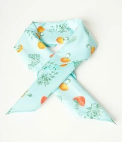 Unique Vintage Mint & Mushroom Print Hair Scarf Hair Accessories
