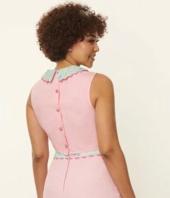 Polly Pocket X Unique Vintage 1950s Pink Bold Times Crop Top