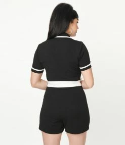 Smak Parlour Black & White Belted Romper