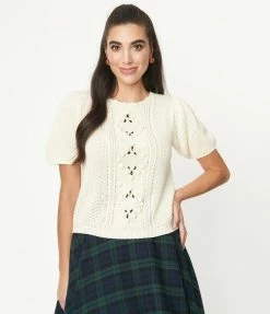 See And Be Seen Cream Puff Sleeve Sweater Sale