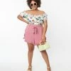 Unique Vintage Plus Size Dusty Rose Ruffle Shorts