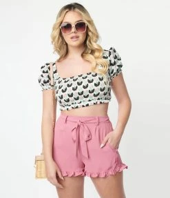 Sale Unique Vintage Dusty Rose Ruffle Shorts