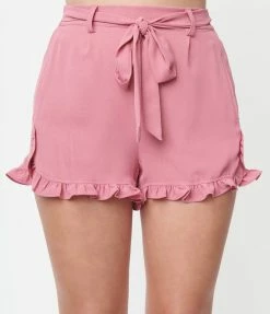 Sale Unique Vintage Dusty Rose Ruffle Shorts