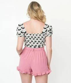 Sale Unique Vintage Dusty Rose Ruffle Shorts