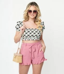 Sale Unique Vintage Dusty Rose Ruffle Shorts