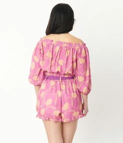 Fan Flair Smiley® X Unique Vintage Pink Smiley® Daisy Ruffle Shorts