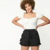 Unique Vintage Black Ruffle Shorts Sale