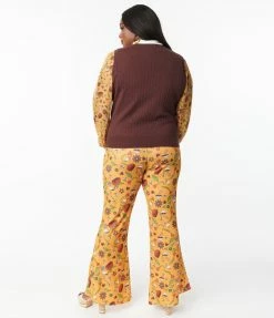 Smak Parlour Plus Size Mustard Garden Party Find Your Flare Pants Sale