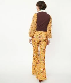 Sale Smak Parlour Mustard Garden Party Find Your Flare Pants