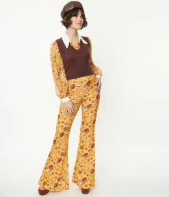 Sale Smak Parlour Mustard Garden Party Find Your Flare Pants