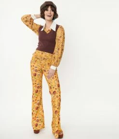 Sale Smak Parlour Mustard Garden Party Find Your Flare Pants