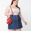 Unique Vintage Plus Size 1950s Lavender Gingham & Cherry Print Crop Top Sale