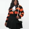 Smak Parlour Plus Size 1950s Orange & Black Striped Scaredy Cat Cardigan Sale