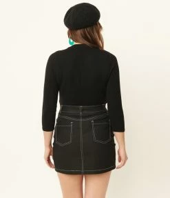 Unique Vintage 1950s Black & Spider Embroidered Bookworm Cardigan Sale