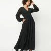 Unique Vintage Black Texture Buttercup Maxi Dress Clothing