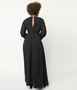 Unique Vintage Black Texture Buttercup Maxi Dress Clothing