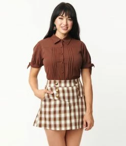 Sale Unique Vintage 1950s Brown Colvin Blouse