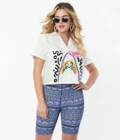 Fan Flair Jaws X Unique Vintage Graffiti Shark Button Up Shirt