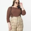 Unique Vintage Plus Size 1950s Brown Gracie Top