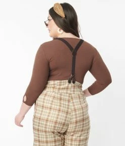 Unique Vintage Plus Size 1950s Brown Gracie Top