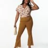 Sale Unique Vintage Plus Size Camel Brown Majors Flare Pants