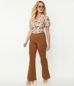 Sale Unique Vintage Camel Brown Majors Flare Pants