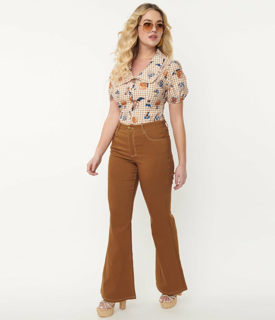 Sale Unique Vintage Camel Brown Majors Flare Pants