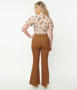 Sale Unique Vintage Camel Brown Majors Flare Pants