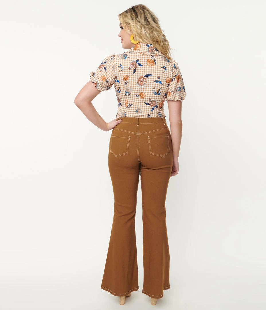 Sale Unique Vintage Camel Brown Majors Flare Pants