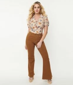 Sale Unique Vintage Camel Brown Majors Flare Pants
