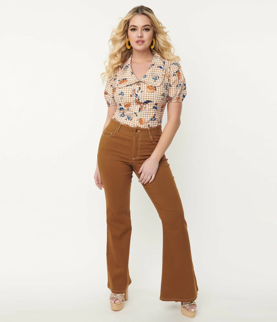 Sale Unique Vintage Camel Brown Majors Flare Pants