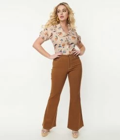 Sale Unique Vintage Camel Brown Majors Flare Pants